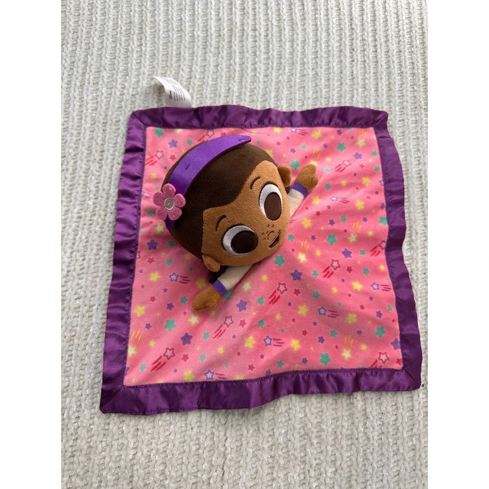 Disney Doc McStuffins Baby Security Blanket Pink Star Lovey‎ Purple Satin